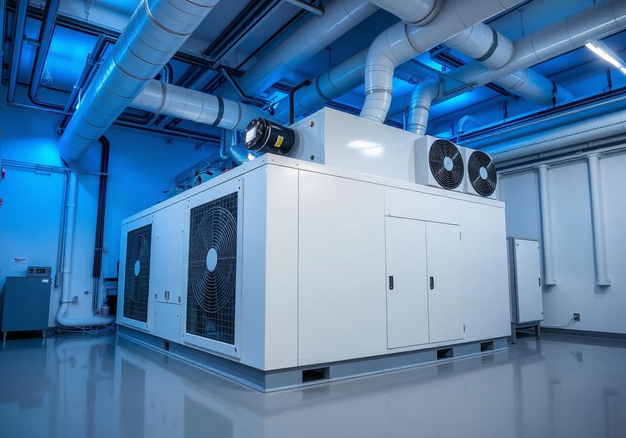 Installation de ventilation industrielle dans un atelier